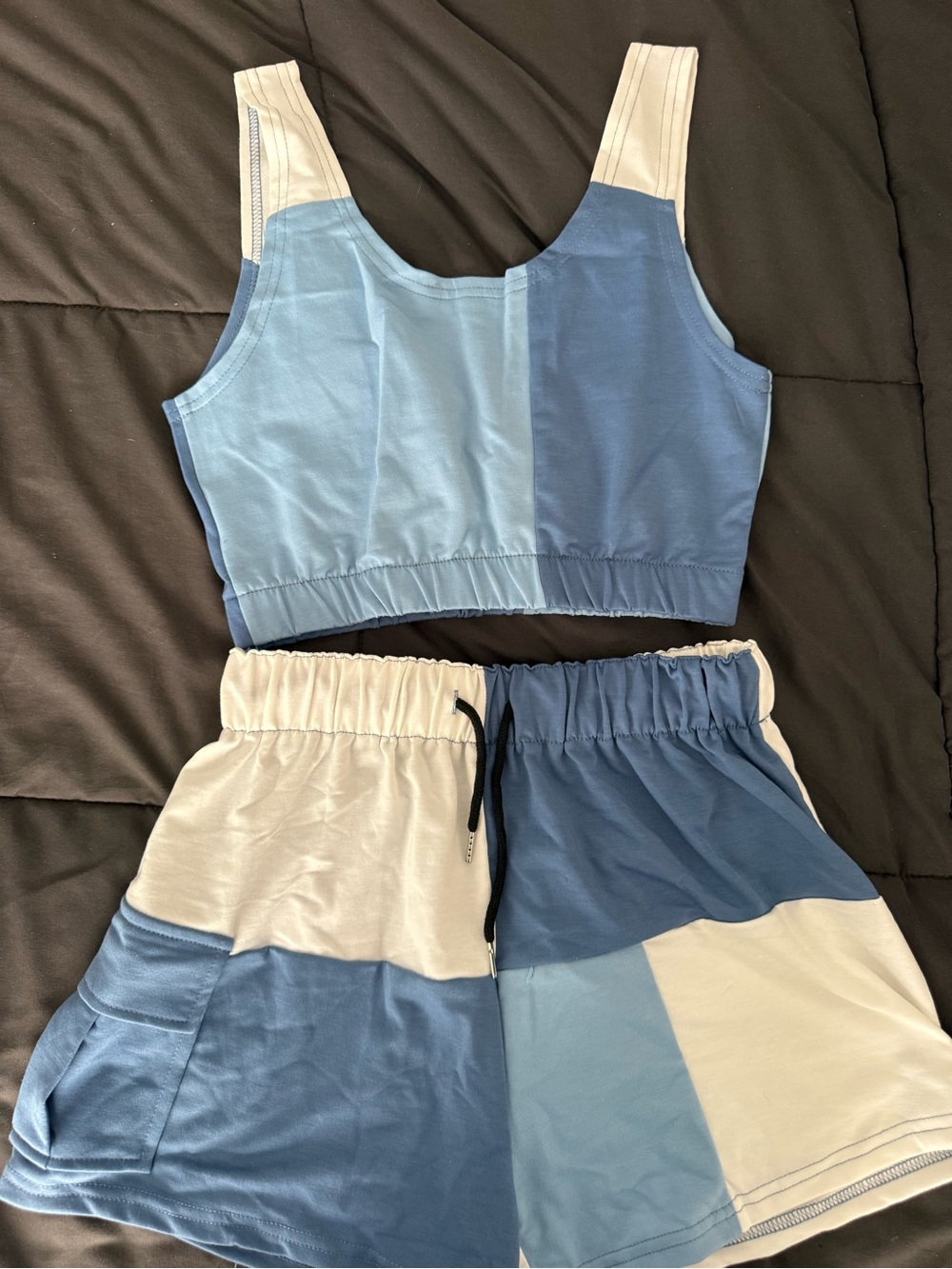 Colorblock Blue & White Lounge Set - Women